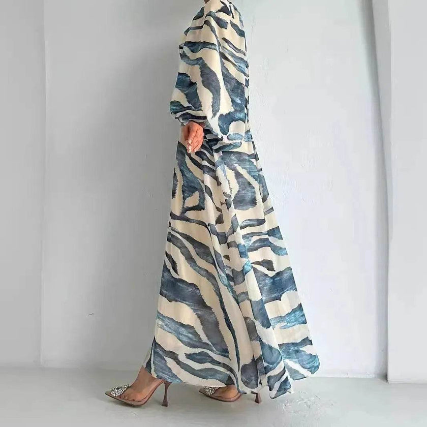 Elegant Printed Mum Long Maxi Dress