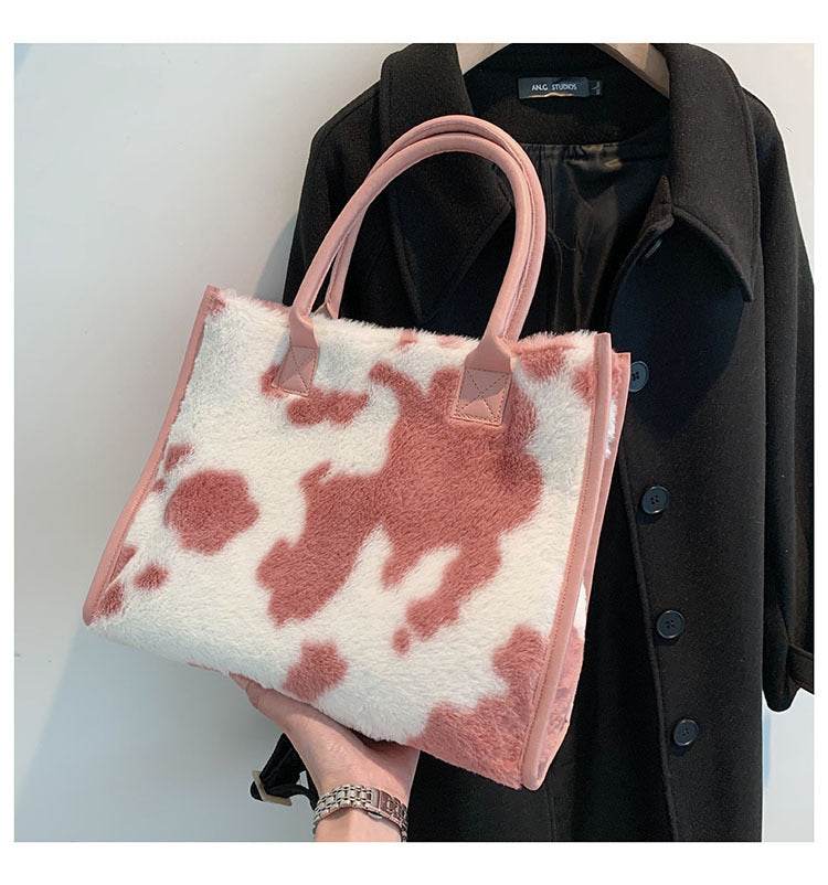 Leopard Animal Skin Large-capacity Handbag Fashion Western Plush
