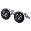 Men's Black Round Enamel Initial Letter Cufflinks – Brass & Crystal Formal Cufflinks A–Y | Canada & USA