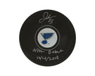 Jordan Kyrou Autographed St. Louis Blues Autograph Model Puck Inscribed 