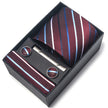 Men's Jacquard Woven Formal Tie Set – Rayon Arrow Necktie with Handkerchief, Tie Clip & Cufflinks | Canada & USA