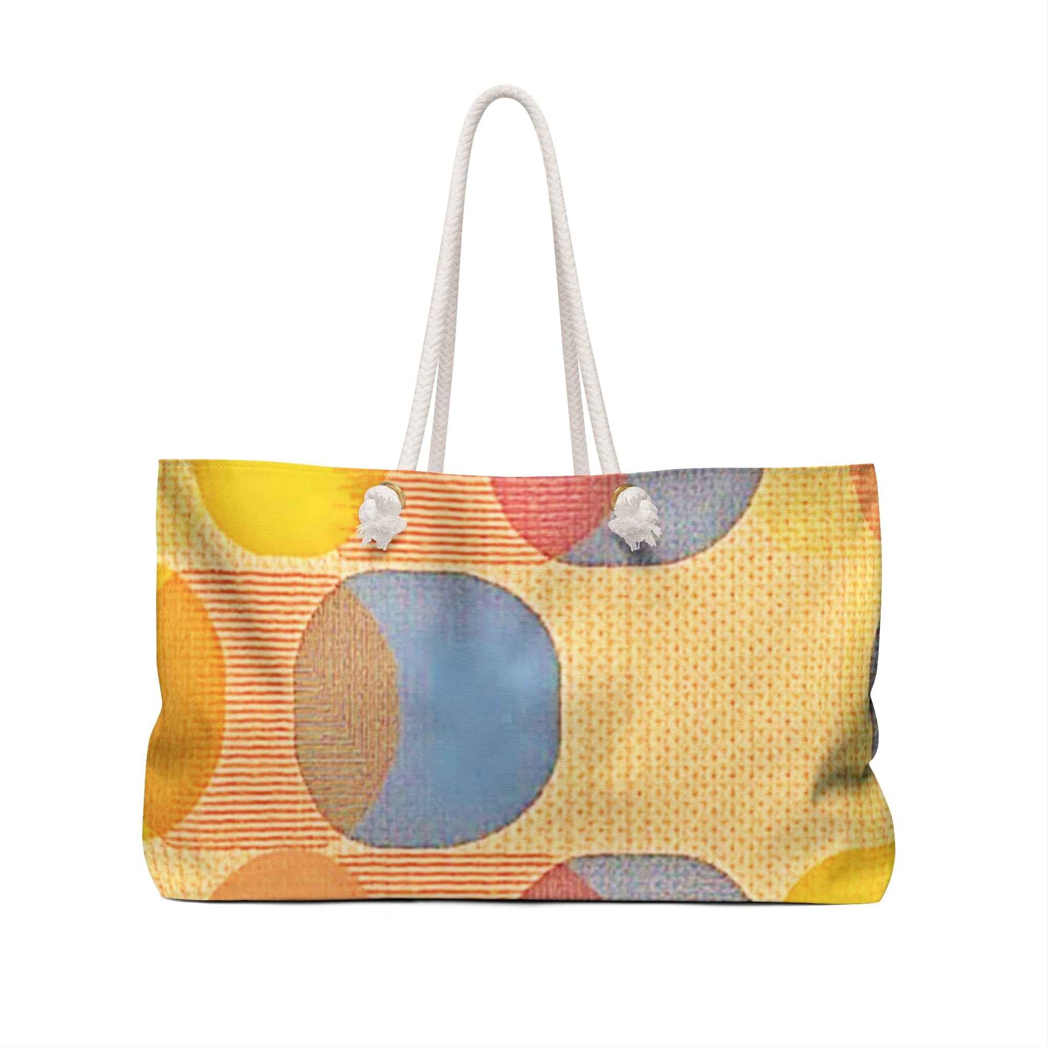 Retro Colorful Circles Weekender Bag| Abstract Geometric Tote| Beach Tote| Large Tote Bag| Busy mom bag | Working mom bag