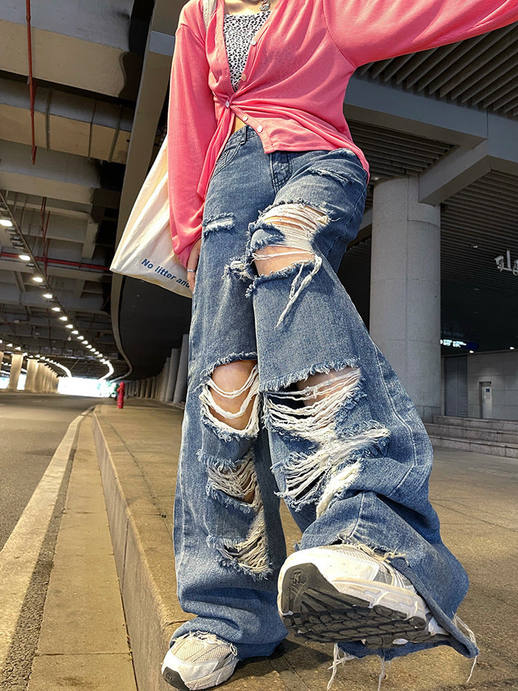 Women's High Waist Wide Leg Denim Jeans – Slim Mopping Flare Trousers Canada USA (S–2XL)