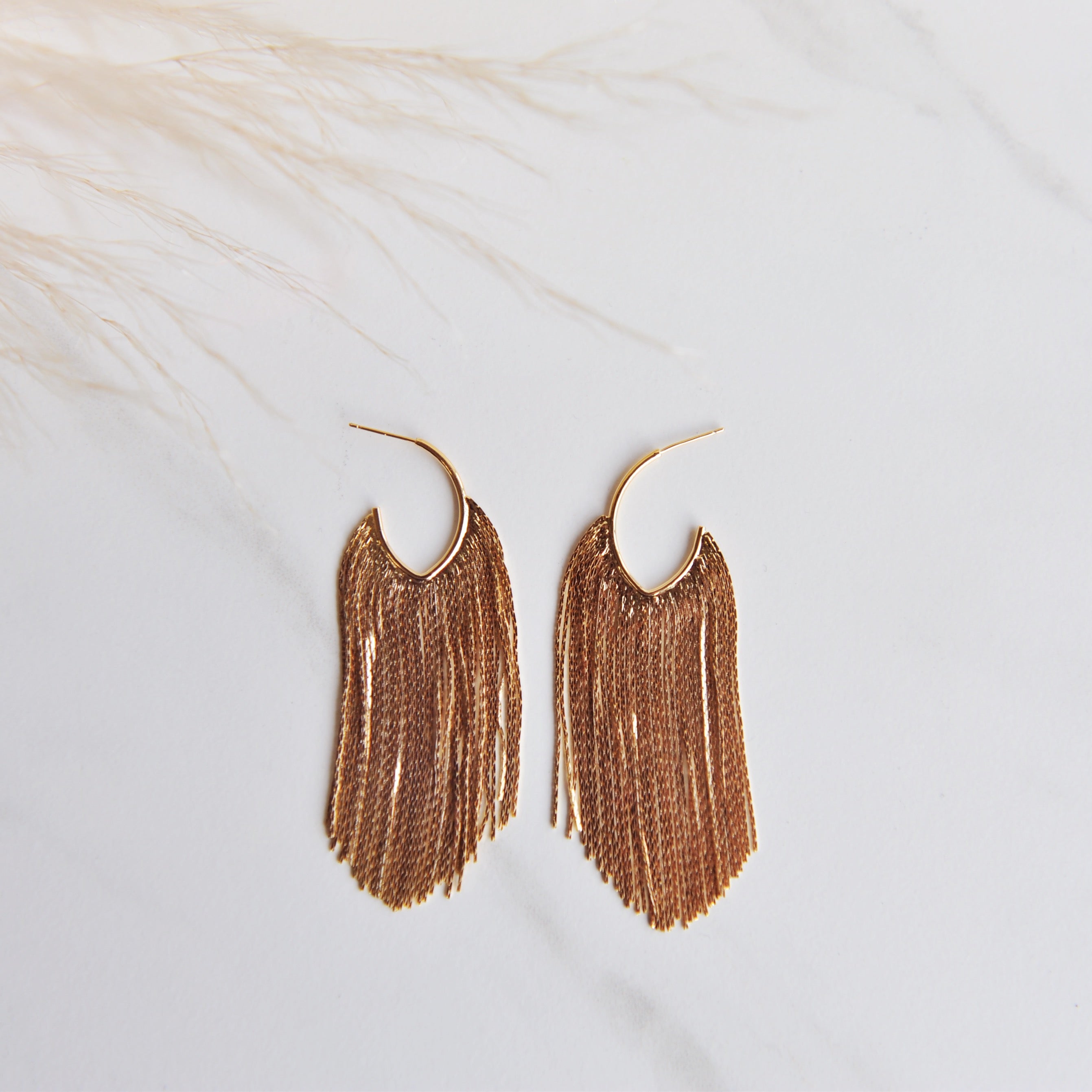 POPPY Gold Tassel Earrings, Glam, Party Earrings