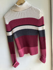 Y2K Striped Ribbed Turtleneck Sweater
