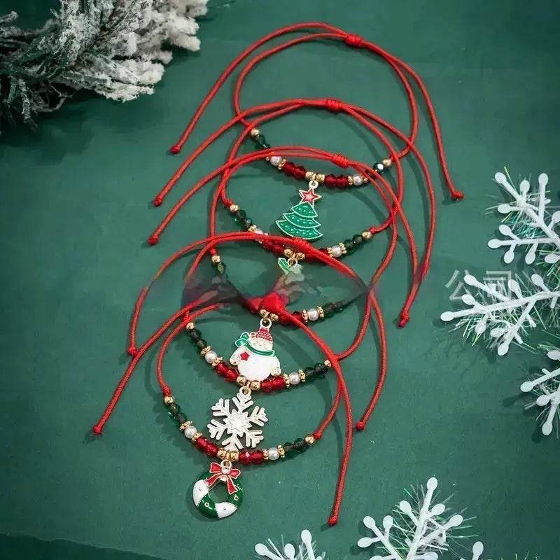 5pcs New Christmas Polymer Clay Handmade Beaded Bracelet set