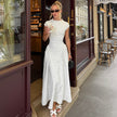 Retro Printed High Waist Maxi Dress – Sleeveless Crew Neck Floor-Length Dress for Women