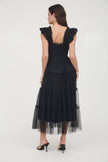 Polka Dot Chiffon Tiered Dress | Sage