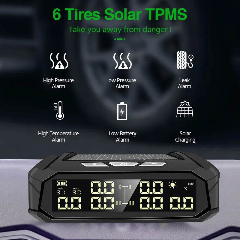 Auto Solar External Tire Pressure Monitor 6 Tire RV Trucks Car Vehicle