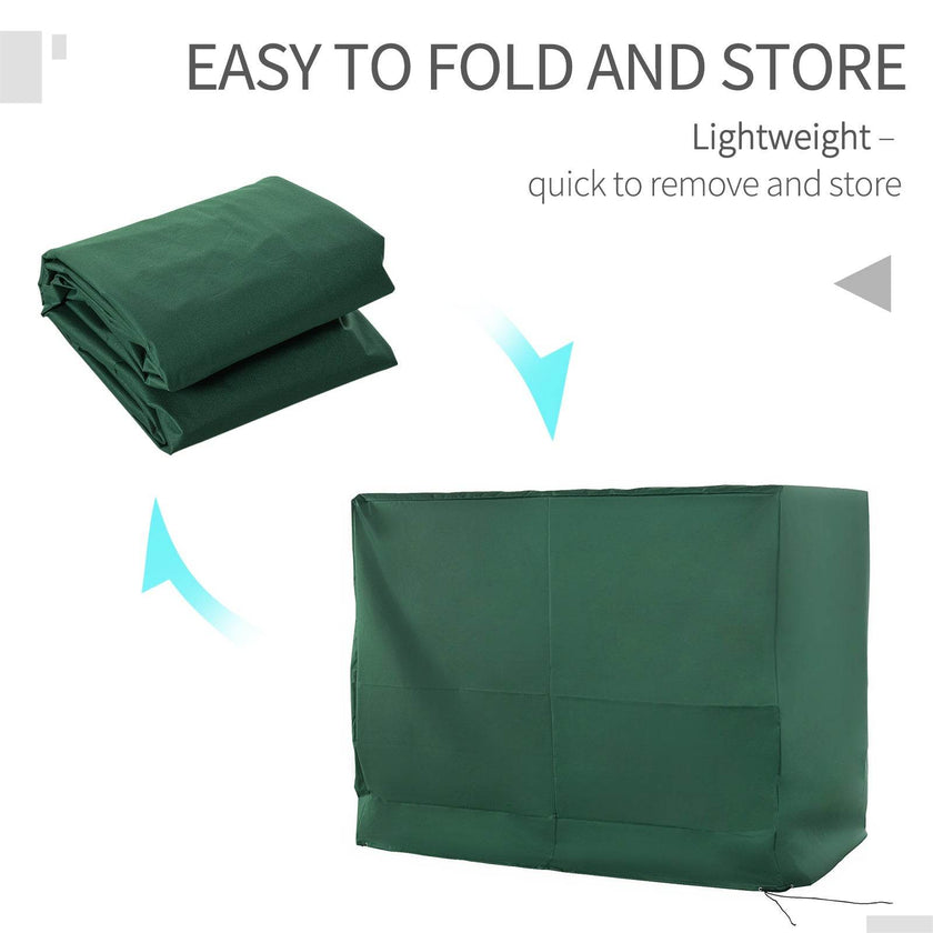 600D Oxford 3-Seater Patio Swing Cover Outdoor Swing Chair Cover Rain Protection Waterproof Anti-UV, Dark Green