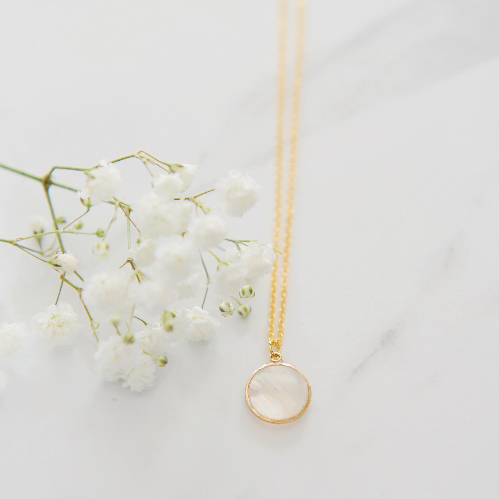 Anna Mother of Pearl Disc Necklace