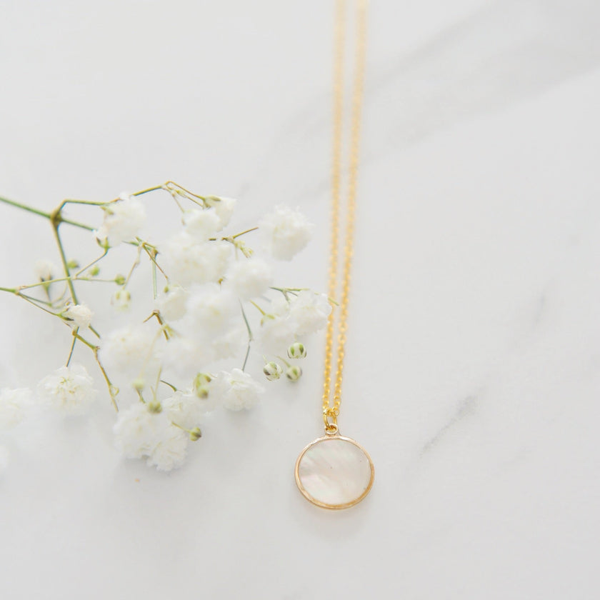 Anna Mother of Pearl Disc Necklace
