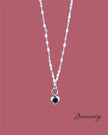 Heart Stone Necklaces in silver - various birthstone colours