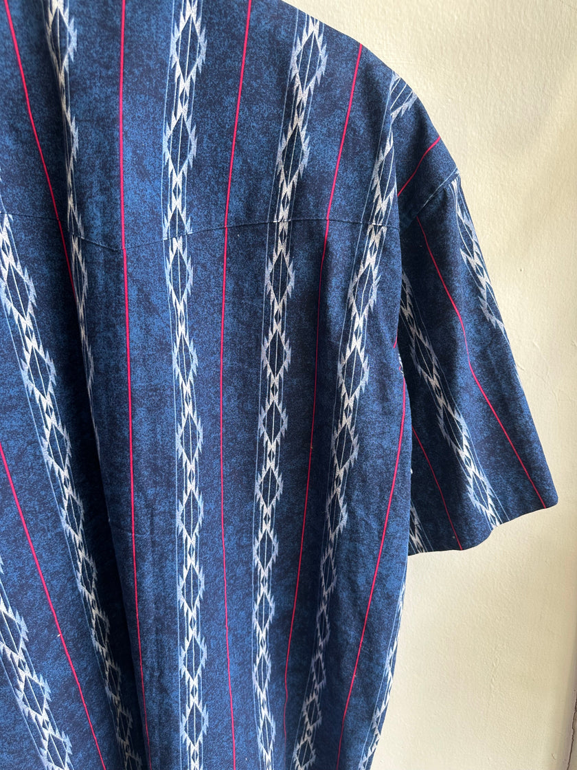Vintage Men’s Blue Western Wrangler Shirt | Size Large