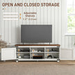 Kirby Farmhouse TV Stand with Small Minimalist Barn Doors for TVs up to 65