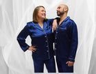 Women's Mulberry Silk Pajama Set Navy Blue