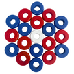 32 Red and Blue Carrom / Pichenotte / Croquignole Rings - (Red / Blue / Natural / Black / White) - Anneaux De Pichenottes - Game Accessories / Accessoires De Jeu