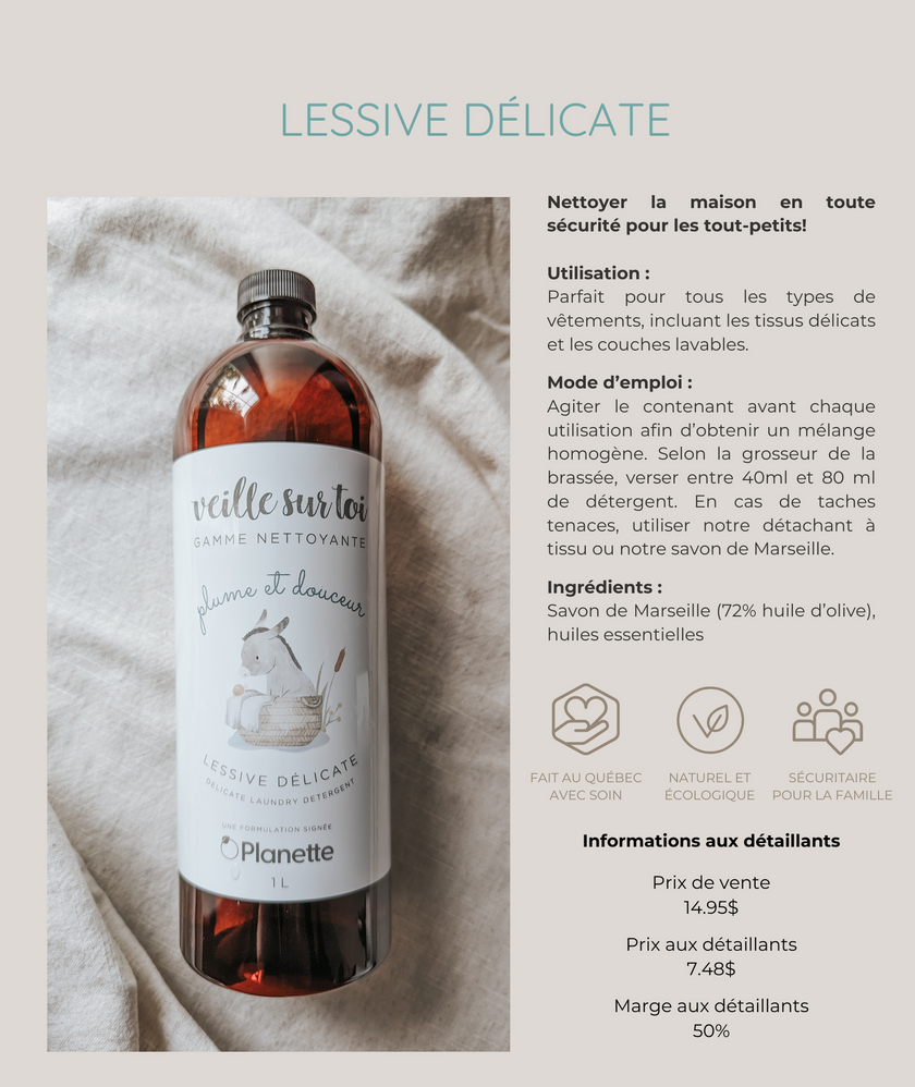 Cleaning line - Delicate detergent - 1L - Box of 6 - Veille sur toi & Planette