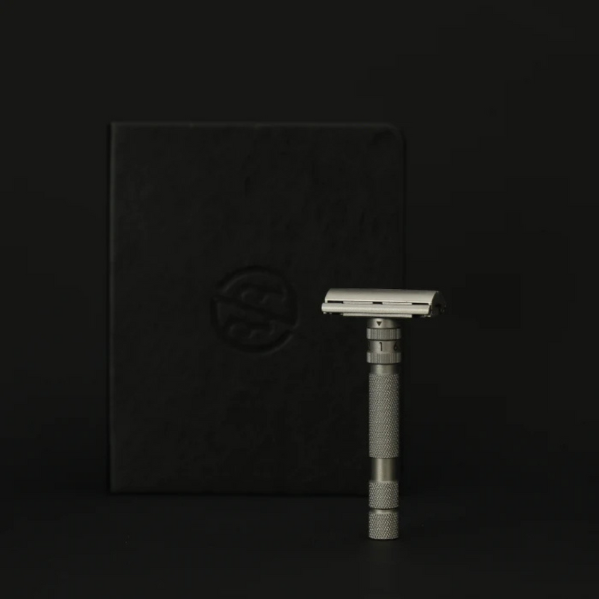 Rockwell T2 Adjustable Twist-To-Open Stainless Steel DE Safety Razor - Matte Silver
