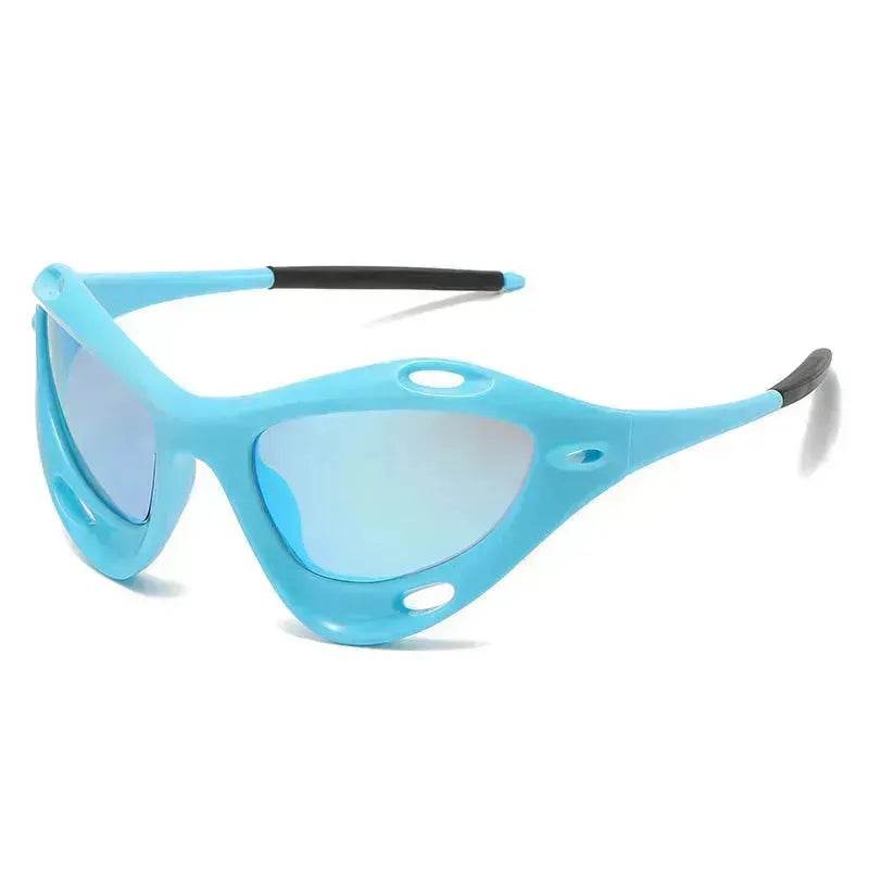Fashion Large Frame Cat Eye Personality Hollow Out Cycling Sunglasses for Men