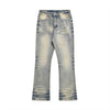 Distressed Scratches Denim Straight-leg Pants Men Jeans