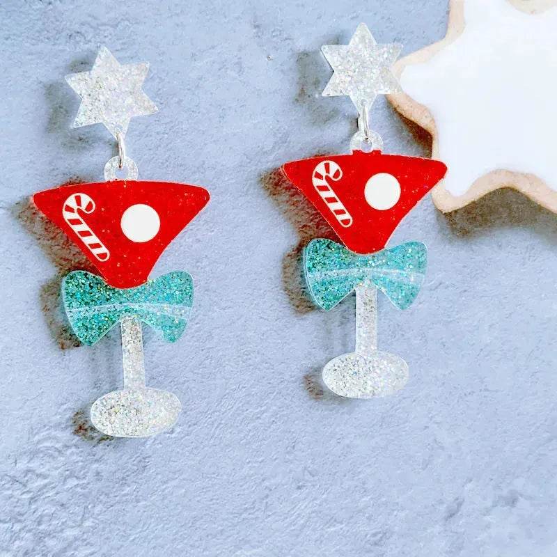 Sweet Christmas Tree Earrings With Rhinestones New Fashion Christmas Acrylic Earrings Women's Jewelry