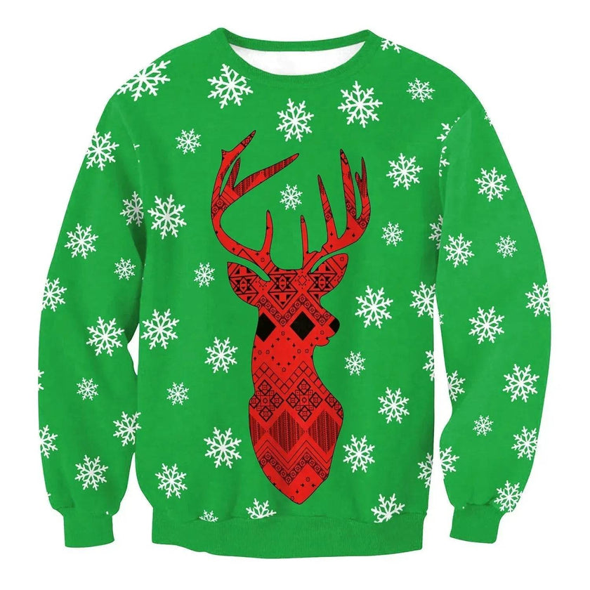 Autumn Winter Fashion Ugly Christmas Sweater Santa Elf Funny Pullover Womens Mens Print Sweaters Tops Clothing