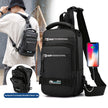 Men's Multifunction Nylon Backpack Crossbody Shoulder Bag with USB Charging Port