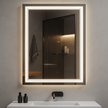 Nebula PureGlow Backlit LED Bathroom Mirror with Frosted Perimeter — Dimmable, Anti-Fog & 3-CCT (3000K/4000K/5000K) | 24–60