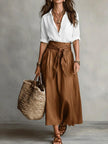 Women's Button-Down Shirt & Straight Skirt Two-Piece Set – Casual Summer Outfit
