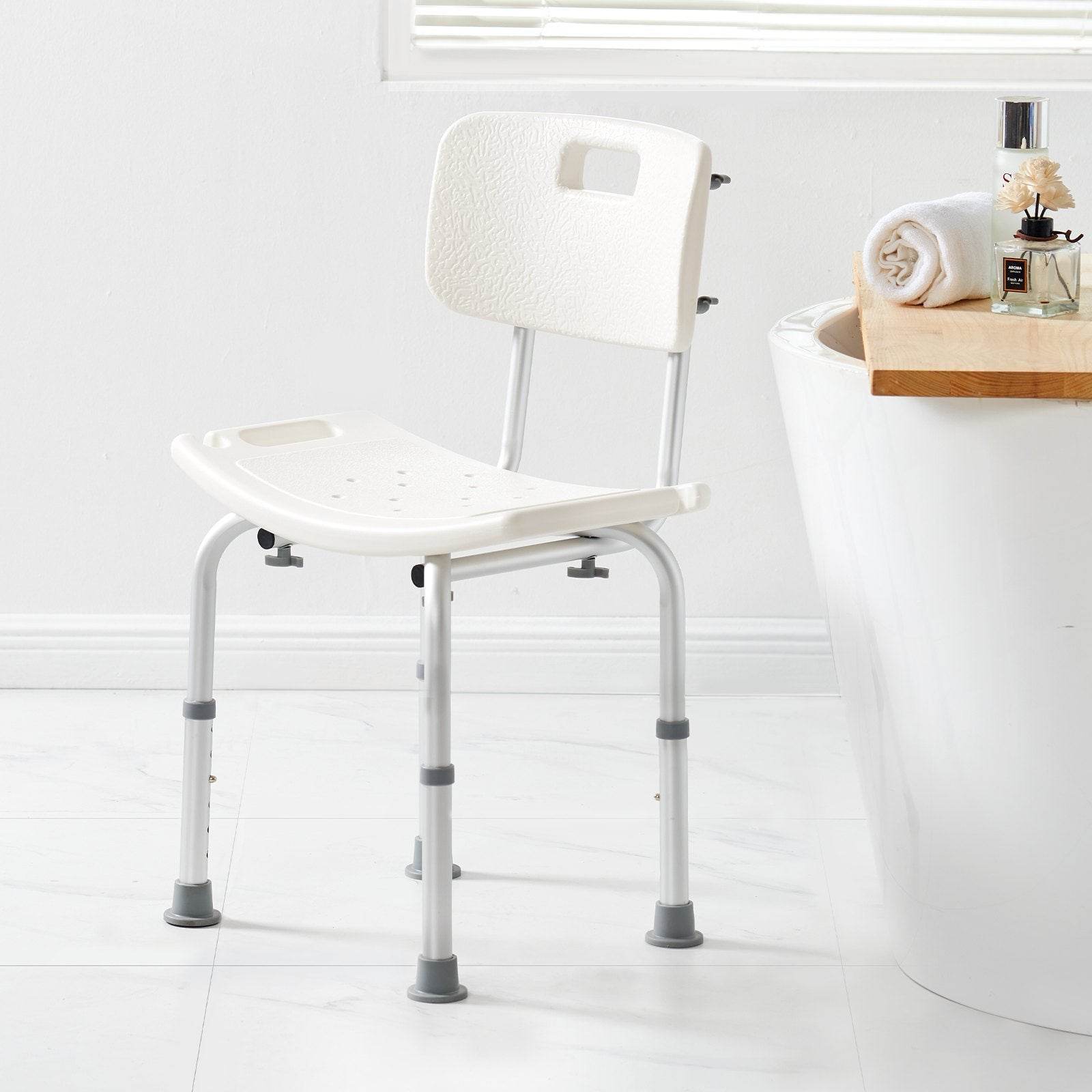 Shower Chair, Shower Seat With Back, Adjustable Height Shower Stool, Shower Chair For Inside Shower Bathtub, Non-slip Bathroom Bench Bath Chair For Elderly Disabled Handicap, 350 Lbs Capacity
