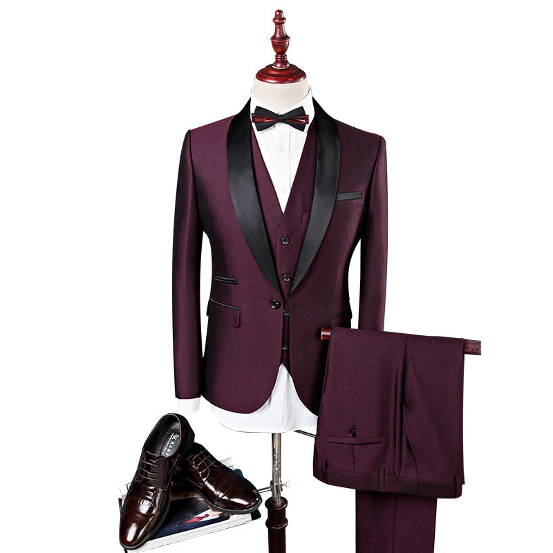 Men's 3-Piece Business Suit Set – Wedding & Formal Wear (8 Colors, S–6XL)