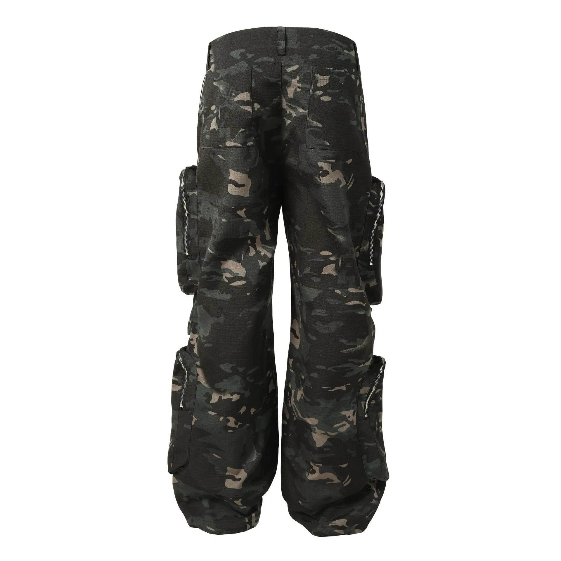 New American Jungle Camouflage Amekaji Multi-pocket Design Casual Wide-leg Workwear Cargo Trousers Pant