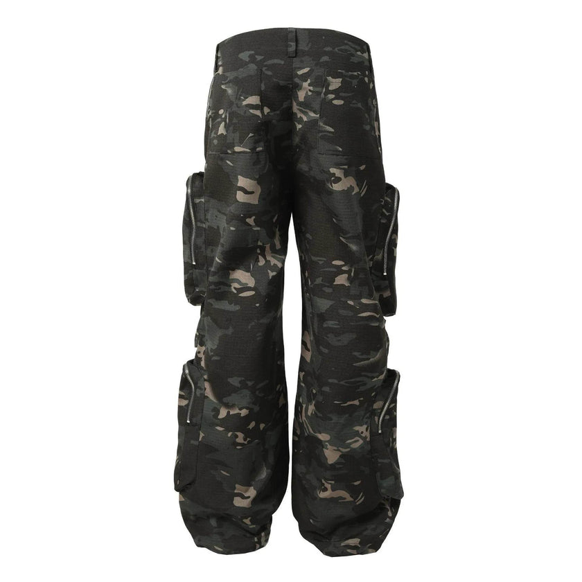New American Jungle Camouflage Amekaji Multi-pocket Design Casual Wide-leg Workwear Cargo Trousers Pant