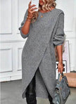 Front Split Winter Sweater Mini Tunic Dress