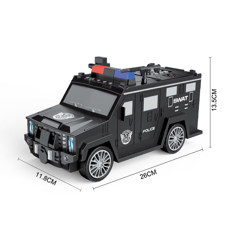 Cartoon Piggy Bank with Smart Face Unlock – Hummer Police Car Coin Bank | Canada & USA