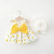 Baby Girl Floral Princess Dress with Matching Hat – Cotton Suspender Sundress for Toddlers
