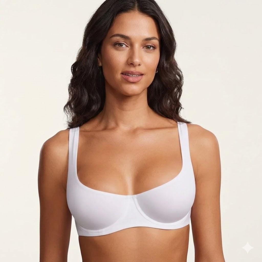 Women's Underwired Unlined Balconette Bra for Everyday and Low-Cut Tops