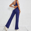Hollow Back Workout Jumpsuit Sports Athleisure Yoga Wide Leg Jumpsuit