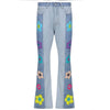 Women's Fashion Pattern Colorblock Bootcut Jeans