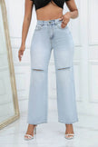 Elegant Ripped Wide-leg Baggy Jeans Pant Women