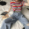 Oversized High Waist Ripped Jeans pant for Women