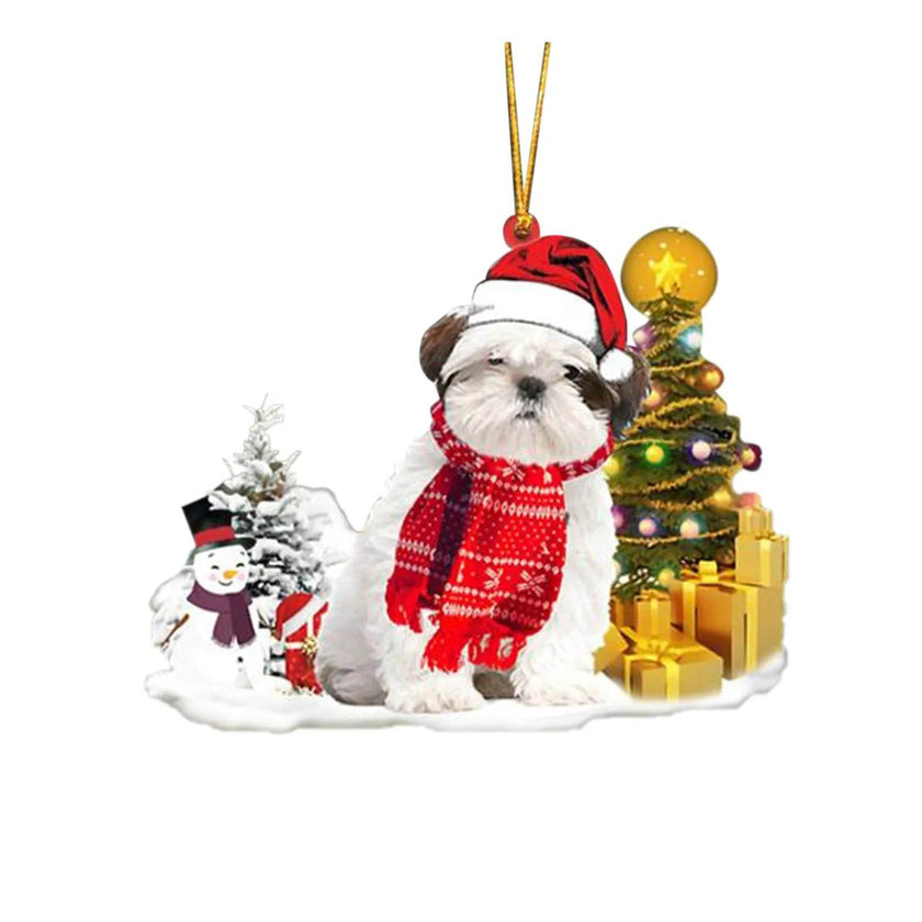 Christmas Family Puppies Decorate Trees With Lights