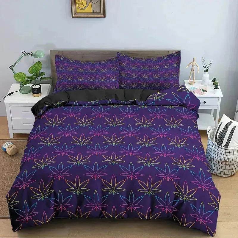 Colorful Psychedelic Weed Leaf Bedding Set