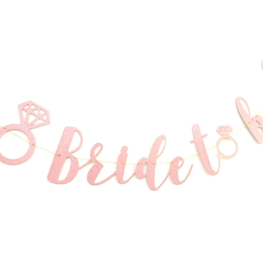 Wedding Party Decoration Banner – Glitter Pull Flag & Diamond Ring Pendant Set