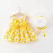 Baby Girl Floral Princess Dress with Matching Hat – Cotton Suspender Sundress for Toddlers