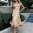 Fashion Suspenders Large Flower Swing Three-dimensional Flower A- Line Skater Dress Womens Clothing