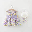 Baby Girl Floral Princess Dress with Matching Hat – Cotton Suspender Sundress for Toddlers