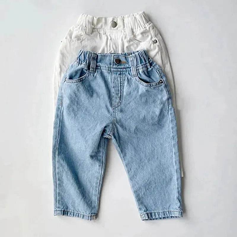 Children's Neutral New Simple Fashion Easy To Match Elastic Waist Casual Denim Trousers for kids