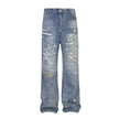 Punk Make Old Ripped Letter Denim Trousers Men Jeans